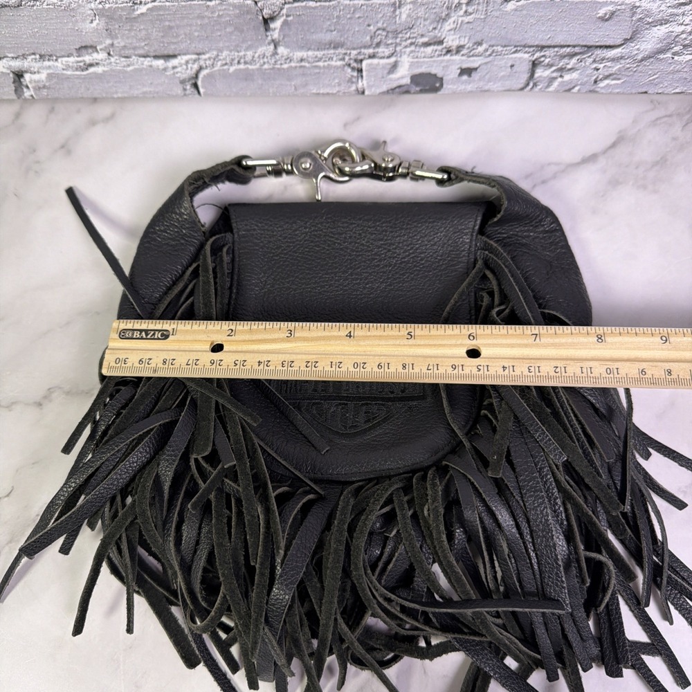 Vintage Harley Davidson Leather Fringe Hip Bag Purse Black Shoulder Bag No Strap - Picture 14 of 15